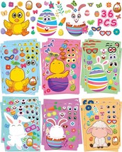 Fun Little Toys 36 Sheets Easter Stickers Easter DIY Make Your Own Egg Bunny Sti - £15.71 GBP
