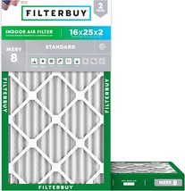 Filterbuy 16X25X2 Air Filter Merv 8, Actual Size: 15.50 X 24.50 X 1.75 I... - £30.65 GBP