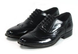 Black Wing Tip Brogues Toe Oxford Handmade Genuine Leather Party Wear Me... - £127.59 GBP