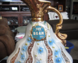 Beam&#39;s 155 Months Blue Floral &amp; Gold Embellished Empty Whiskey Decanter ... - £31.14 GBP