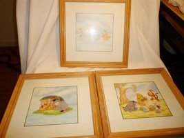 DISNEY&#39;S WINNIE THE POOH SET OF 3 COLORFUL FRAMED PRINTS CHILD&#39;S ROOM DECOR - £25.03 GBP