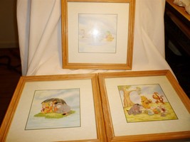 DISNEY&#39;S WINNIE THE POOH SET OF 3 COLORFUL FRAMED PRINTS CHILD&#39;S ROOM DECOR - $31.36