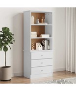  Bookcase White Solid pine wood Tall Bookcase Rectangular - $378.15 CAD