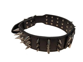 Premium Spiked Studded PU Leather Durable Pet Dog Pitbull Mastiff Collar with D- - £31.60 GBP