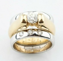 14k Yellow Gold Solitaire Engagement Ring w/ White Gold Enhancer TDW 0.7... - $2,195.42