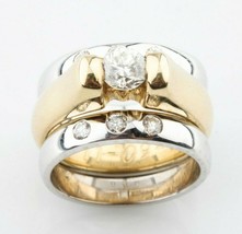 14k Yellow Gold Solitaire Engagement Ring w/ White gold Enhancer TDW 0.7... - $3,071.68