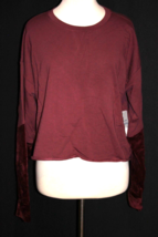 Splendid Womens Velvet Sleeve Thumb Holes Cropped Sweatshirt Large L Purple NEW - £15.82 GBP
