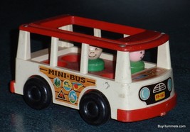 Vintage 1969 Fisher Price Little People Mini Bus with 2 Figures GREAT TOY! - $29.09