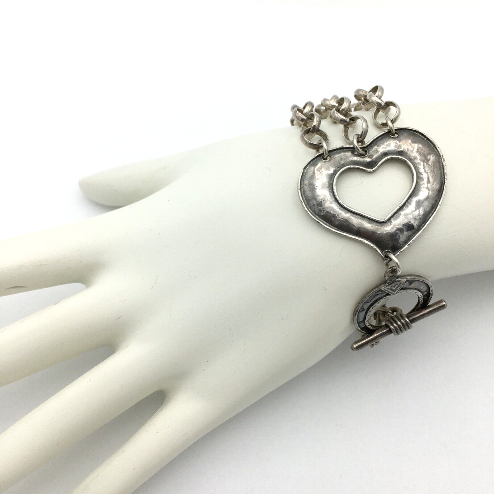 SILPADA sterling silver bracelet B1510 - 3-strand rolo chain heart toggle clasp - $80.00