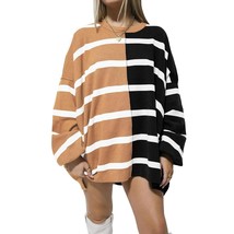 SweatersForWomen2023FashionStripedOversizedSideSlitColorBlockCasualLoose... - £48.19 GBP