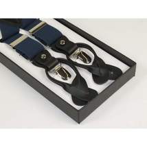 ELEGANT Suspenders Clip on and Button Option for Slacks or Suit Pants Navy Blue image 3