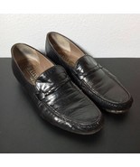 Vintage BALLY Leather Loafers MADE in ITALY Black Slip On Shoes Flat Men... - $57.00