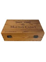 Vintage Mouton Cadet Wooden Wine Box Rothschild Bordeaux Crate 2 Bottle ... - $27.00