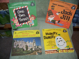 lot of [4} childern&#39;s 45 rpm records disney land  {nursery rhymes and ed... - $12.50