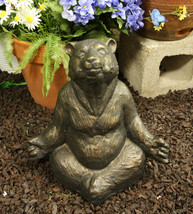 Aluminum Whimsical Meditating Yoga Bear Lotus Pose Garden Statue Rustic Decor - £90.59 GBP
