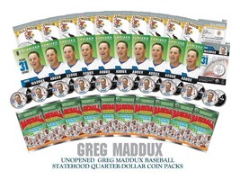 Lot Of 10 Greg Maddux Colorized Illinois Quarter Unopened Coin Packs *Licensed* - £11.14 GBP