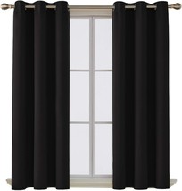 Deconovo Room Darkening Thermal Insulated Blackout Grommet Window Curtain, Black - $11.87
