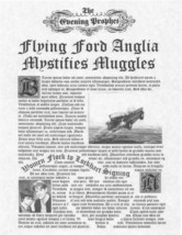 Harry Potter Daily Prophet Flying Ford Anglia Mistifies Muggles Prop/Replica - £1.65 GBP