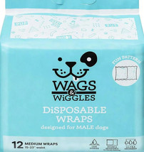 Wags &amp; Wiggles Medium 15-23”Waist Male Disposable Dog Diapers-NEW-SHIPS ... - £11.58 GBP