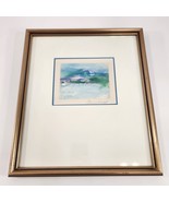Original Watercolor Lanscape Turnbull Artist Signed Framed Blue Green Small - £76.23 GBP