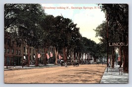 Postcard Broadway Looking North Saratoga Springs New York Valentine &amp; Sons - £5.00 GBP