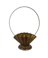 Vintage 1960s Large Metal Hearth Basket, Pleated Sides, Gold Finish Loop... - $732.53 MXN