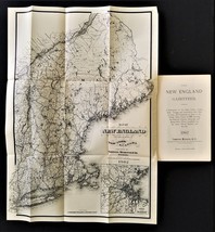 1902 Antique New England History Gazetteer W Foldout Map Rr Cities Towns Village - £98.02 GBP