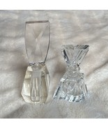 Set of 2 Crystal Lead Cut Clear Glass Perfume Bottles with Stoppers Vani... - $39.37 CAD