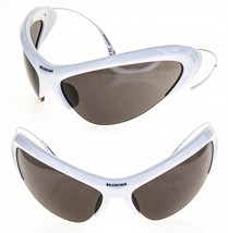 Balenciaga Wire Cat Mask Wrap 0232 White Silver Unisex Sunglasses BB0232S 003 - £516.75 GBP