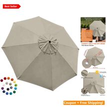 Elegant 9ft Beige Replacement Canopy for 8-Rib Patio Umbrellas – UV Prot... - $63.31