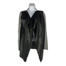 Zara Knit Women&#39;s Cardigan Faux Leather Draped Black Gray Career Chic Size M - £30.83 GBP
