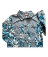 Chico&#39;s Jacket Womens Size XL ( Chicos 3) Blue Floral Trucker Short Ligh... - $257.07 MXN