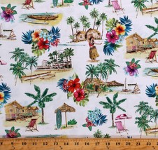 Cotton Beach Tropical Vacation Summer Resort Fabric Print by the Yard D3... - £10.12 GBP