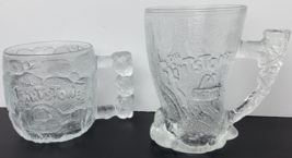 Lot of 2 1994 Flintstones Movie McDonalds Glass Mugs Cups Clear RocDonalds - $14.84