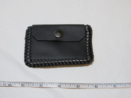 Handmade leather coin purse pouch black w/ black stitching 3 7/8&quot; X 2 1/... - £8.10 GBP