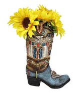 Southwestern Indian Beaded Turquoise Mystic Owl Faux Leather Cowboy Boot... - €30,67 EUR