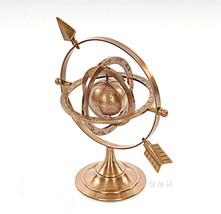 Brass Armillary World Globe Sphere 8.5&quot; H Nautical Desk Model Reproducti... - $89.08