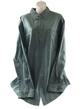 Cabelas Men&#39;s Work Shirt XL T Sage Green Heavy Duty Long Sleeve Cotton - £15.33 GBP