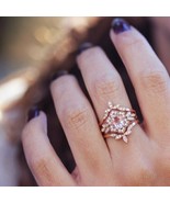 2Ct Oval Cut Peach Morganite 14k Rose Gold Finish Women&#39;s Wedding Trio R... - $142.22 CAD