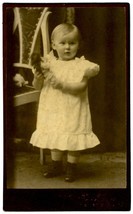 Antique CDV Circa 1870&#39;S Adorable Girl in White Dress Doll Stumm Goslar ,Germany - £8.87 GBP