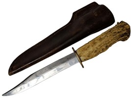 c1910 Alfred Williams Sheffield  Knife Stag Handle Original Sheath - £274.58 GBP
