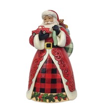 Santa Holding Red Truck Figurine Jim Shore 9" High Stone Resin Plaid Christmas