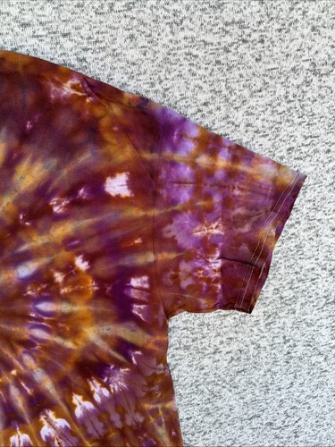 NEW Gilden Men’s Purple Brown Spiral Iced Tie-Dye Short Sleeve Shirt Size Large Item image 2