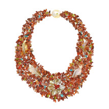 Secret Autumn Flower Multi Stone Collar Necklace - £27.84 GBP