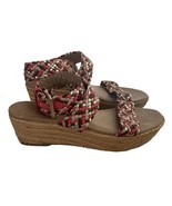 Jessica Simpson Women&#39;s Leila Pink Brown Gold Espadrille Wedge Sandals S... - $24.44 CAD