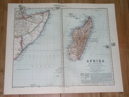 1912 Map Of Madagascar Somalia Ethiopia Mauritius Reunion Comoros Africa - £21.91 GBP