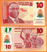 NIGERIA 2019 GEM UNC 10 Naira Banknote Polymer Money Bill P-39 NEW - $1.00