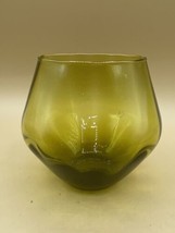 Vintage Olive Green Empoli Optic Stemless Brandy Snifter Vase 4.5” Tall - $23.75