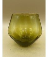 Vintage Olive Green Empoli Optic Stemless Brandy Snifter Vase 4.5” Tall - £23.21 GBP