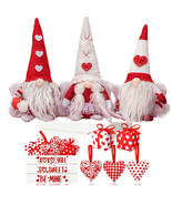 Plush Gnomes Decor For Proposal Valentines Home Decor 11" Red White Hearts 9pc